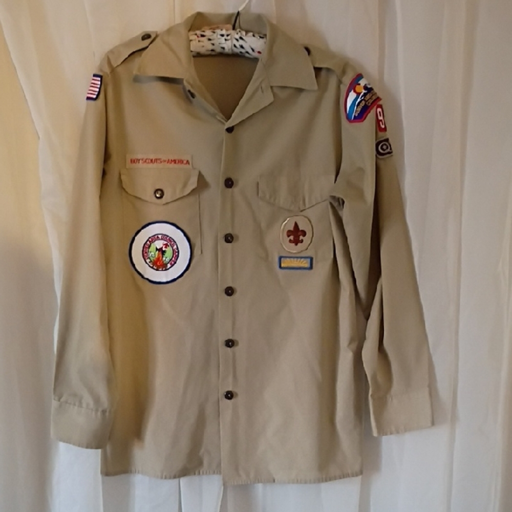 Tan Button Down Shirt with Patches